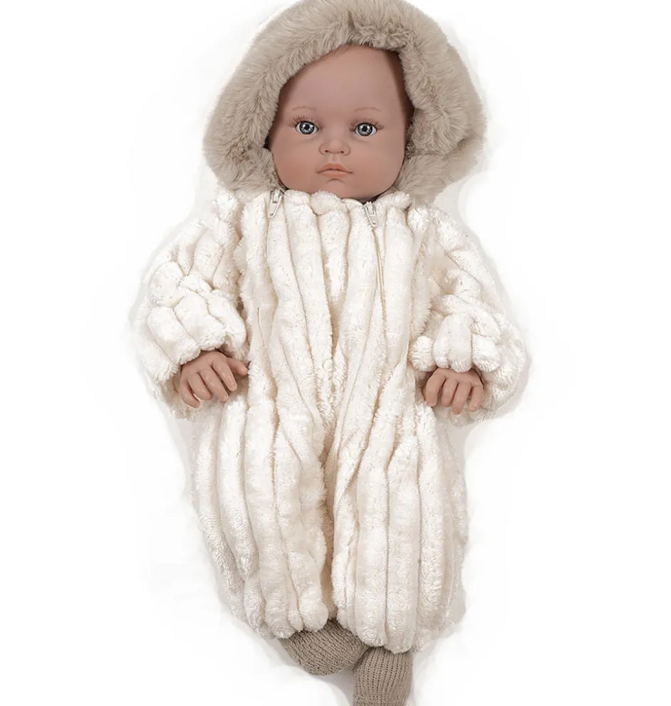 Bambinis / Pilotenanzug aus der Minikane-Kollektion mit Kapuze / Farbe Ecru