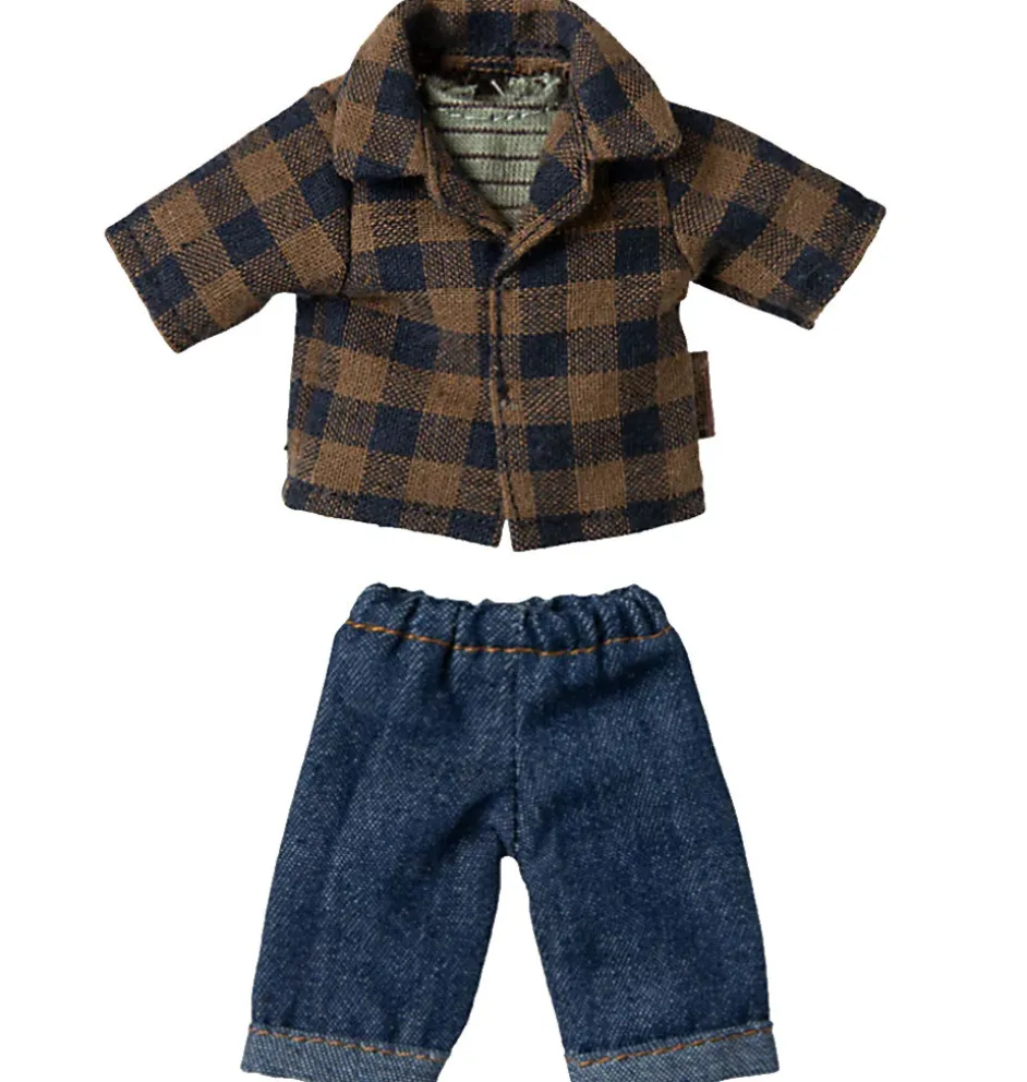Maileg Kleidungsset Vater Maus / Kariertes Hemd und Jeans