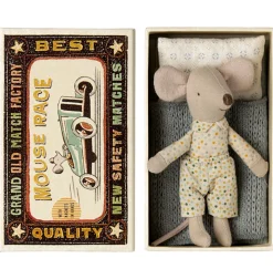 Maileg Little Brother Maus in Streichholzschachtel mit Bettwäsche