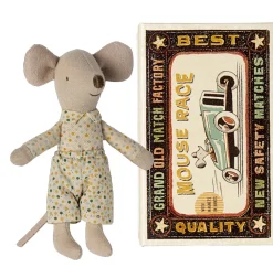 Maileg Little Brother Maus in Streichholzschachtel mit Bettwäsche