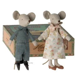 Maileg Opa und Oma Maus in einer Zigarrenschachtel