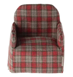 Maileg Relaxsessel für die Mäuse / Rot mit Rautendruck