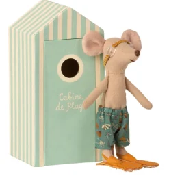 Maileg Strandmaus großer Bruder mit Badekabine