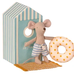 Maileg Strandmaus Kleiner Bruder mit Badekabine und Zubehör