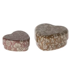 Maileg zwei Herzboxen mit Blumendruck