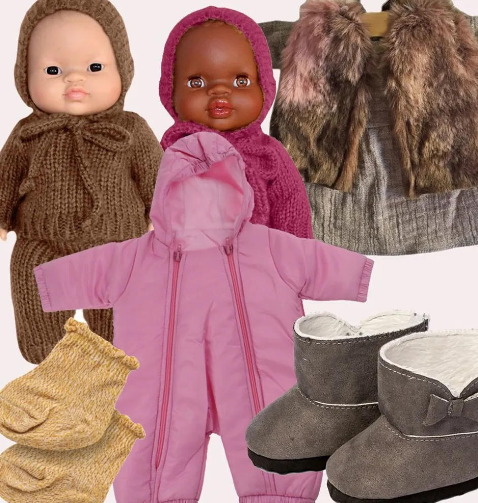 Mamamemo Schneeanzug / Skianzug grau für Gordi-Puppen