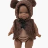 Minikane Ensemble Bonnet Orso et Gilet Bouclette Chocolat für Gordi Poppen