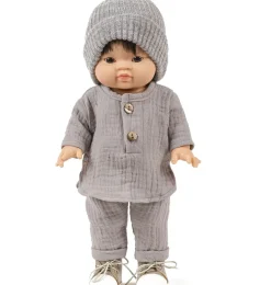 Minikane Gordi-Puppen und Bambinis graue Strickmütze Marius