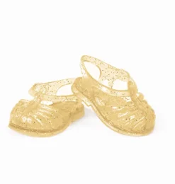 Minikane Plastiksandalen gold für Gordi-Puppen mit Glitzer