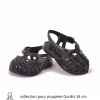 Minikane schwarze Plastiksandalen für Gordi Puppen / Strandschuhe