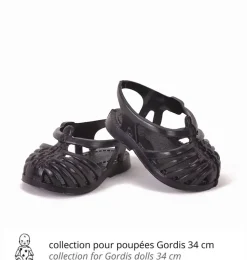 Minikane schwarze Plastiksandalen für Gordi Puppen / Strandschuhe