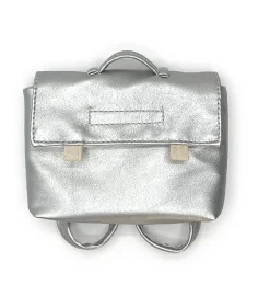 Minikane-Schultasche für die Gordi-Puppen / silbernes Kunstleder