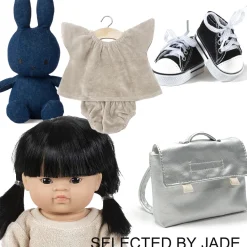 Minikane-Schultasche für die Gordi-Puppen / silbernes Kunstleder