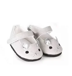 Skrållan silbergraue Puppenschuhe Mäuse / passend für Amigas-Puppen