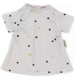 Skrållanisches graues Kleid mit Punkten für Puppen von 36 bis 40 cm